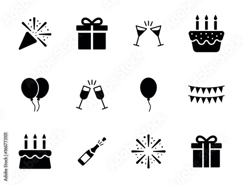 Fotografía Birthday party icon set - New year celebration symbol