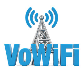 Wall Mural - Voice over WiFi Sign with Metal Antenna Isolated