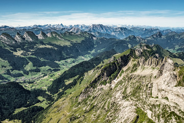 Wall Mural - Mountain view from Mount Saentis, Switzerland , Swiss Alps.