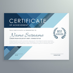 blue certificate design in professional style