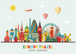 © lisakolbasa - Europe skyline detailed silhouette. Vector illustration - stock vector