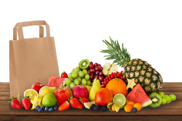 Wall Mural - Fruits and paper bag