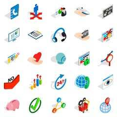 Poster - Business career icons set, isometric style