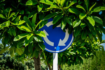 Wall Mural - Roundabout crossroad traffic sign