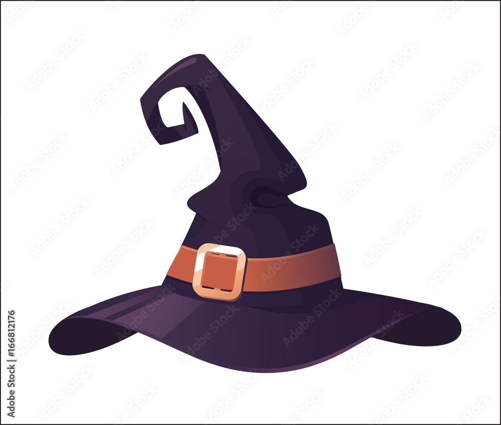 Vector illustration of a cartoon Halloween witch hat. Witch hat with ...