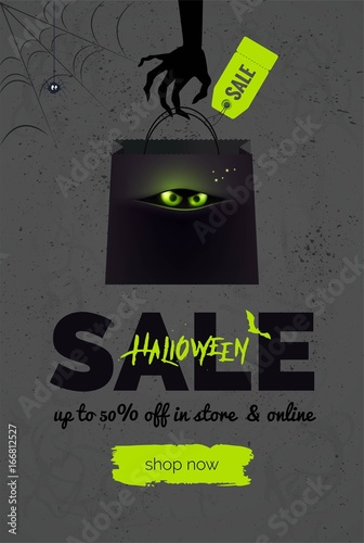 Halloween Sale Black And Green Background Halloween Banner For