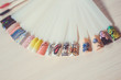 Manicure color picker. Nail samples, big collection of finger nails in various color