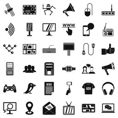 Poster - Media icons set, simple style