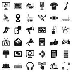 Poster - Network icons set, simple style