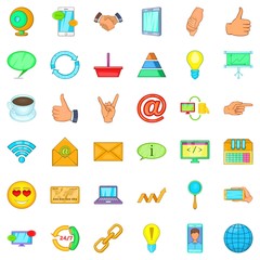 Poster - Network icons set, cartoon style