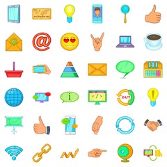 Poster - Communication icons set, cartoon style
