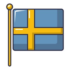 Flag of Sweden icon, cartoon style