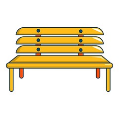 Sticker - Wooden bench icon, cartoon style
