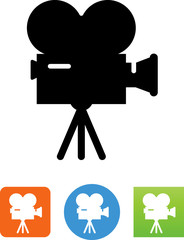 Sticker - Movie Camera Icon - Illustration