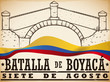 Hand Drawn Boyaca's Bridge and Colombian Flag for Boyaca's Battle, Vector Illustration