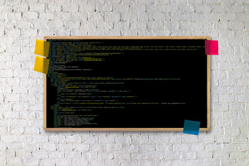 Fototapete - Developer Team Working Laptop Computer Mobile Application Softwareand Web Design Online Technology Content script to display