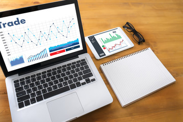 Poster - professionals working Trade  Finance Forex Graph Chart Concept manager showing reports