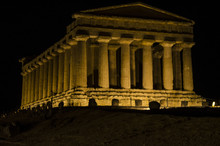 Main Temple Of Agrigento At Night