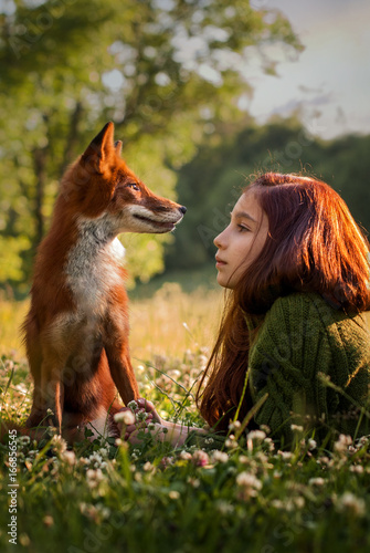 Девочка и лиса Canvas-taulu