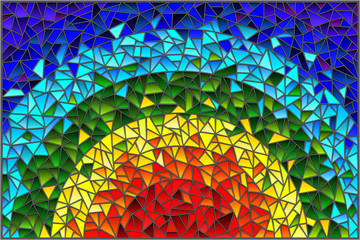 Abstract stained glass background , the colored elements arranged in rainbow spectrum