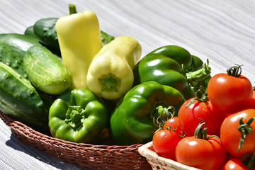 Wall Mural - macro A table full of fresh vegetables