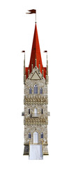 Fototapete - 3D Rendering Fairytale Tower on White