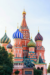 St. Basil's Cathedral on Red Square in Moscow in the morning sun