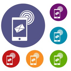 Poster - Mobile mail sign icons set