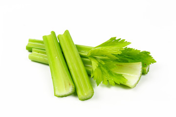 Wall Mural - Fresh green celery isolated on white background