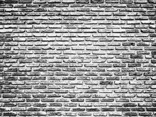 Black White Brick Wall Texture Design. Empty Abstract Background For Presentations And Web Design. A Lot Of Space For Text Composition Art Image, Website, Magazine Or Graphic For Commercial Campaign