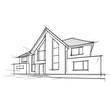 Architectural Drawing of a privat house. Vector.