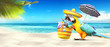 © Thaut Images - Papagei als Paradiesvogel am Strand - Urlaub Konzept