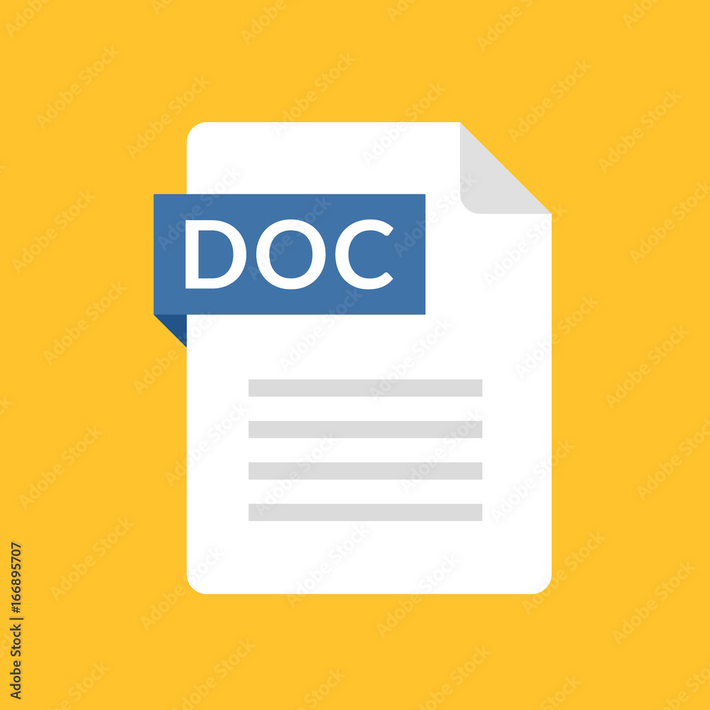 DOC file icon. Text document type. Modern flat design graphic illustration. Vector DOC icon - obrazy, fototapety, plakaty 