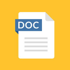 Aufkleber - DOC file icon. Text document type. Modern flat design graphic illustration. Vector DOC icon