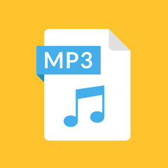 Aufkleber - MP3 file icon. Audio document type. Flat design graphic illustration. Vector MP3 icon