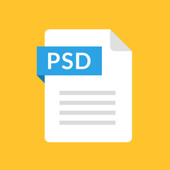 Aufkleber - PSD file icon. Raster graphic editor document type. Flat design graphic illustration. Vector PSD icon