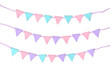 Pastel bunting paper cut on white background - isolated

