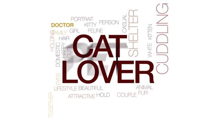 Wall Mural - Cat lover animated word cloud, text design animation. Kinetic typography.