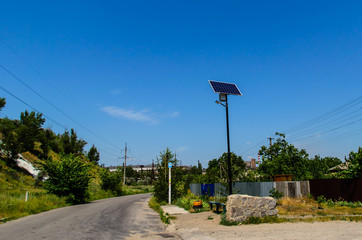 Wall Mural - Solar panel on top of  the pillar