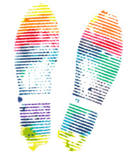 Bright Rainbow Footprint Shoe Isolated On White Background