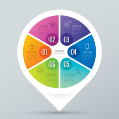 Aufkleber - Infographics design vector and business icons with 6 options.