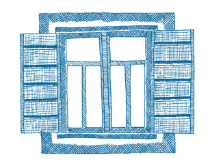 Wall Mural - Painted window, part of the house. Hand drawn vector