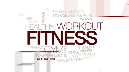 Poster - Fitness animated word cloud, text design animation. Kinetic typography.