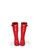 Beautiful Rubber Boots. Vector Illustration For A Postcard Or A Poster, Print For Clothes. Fashion, Style And Shoes.
