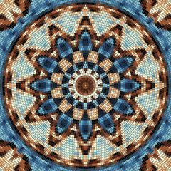 Fototapete - Seamless background pattern. Decorative round mosaic art pattern.