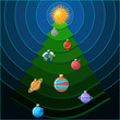 Christmas tree with solar system planets as christmas balls.