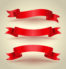 Wall Mural - red ribbon banner set