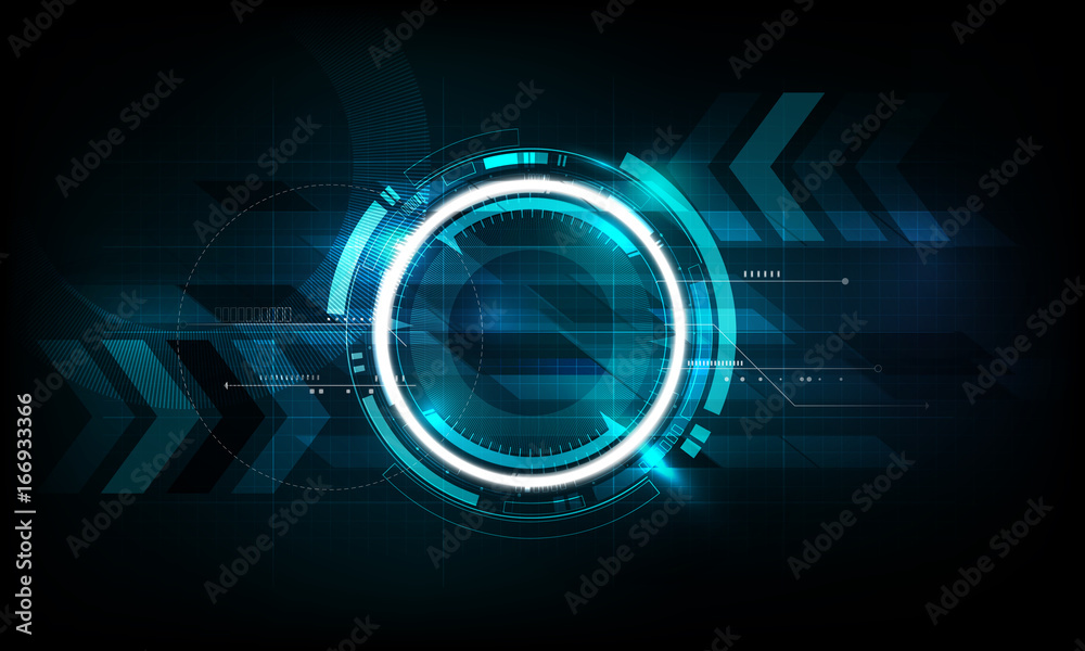 Abstract futuristic electronic circuit technology background, vector illustration - obrazy, fototapety, plakaty 