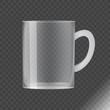 Blank transparent glass cup. Vector illustration