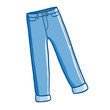 Cool and cute blue jeans in cartoon style - vector.